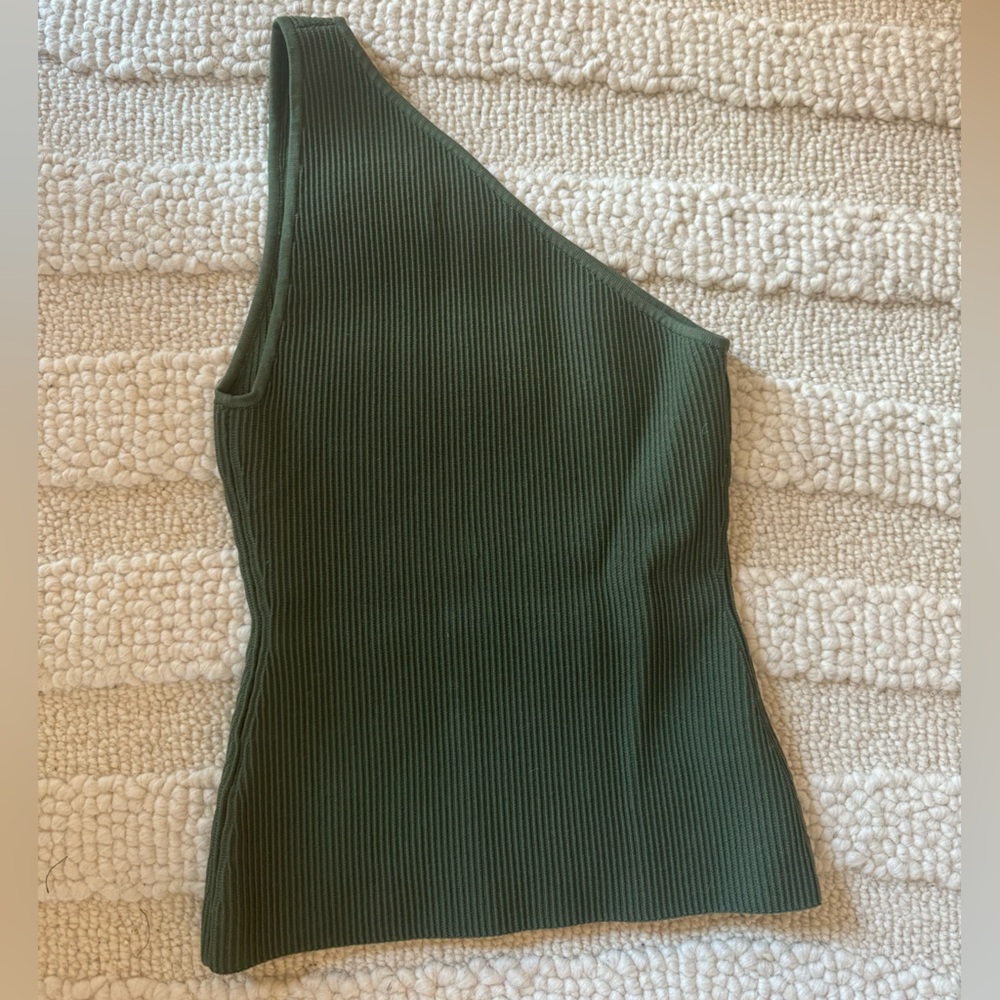 Aritzia Babaton Olive Ribbed Knit Top